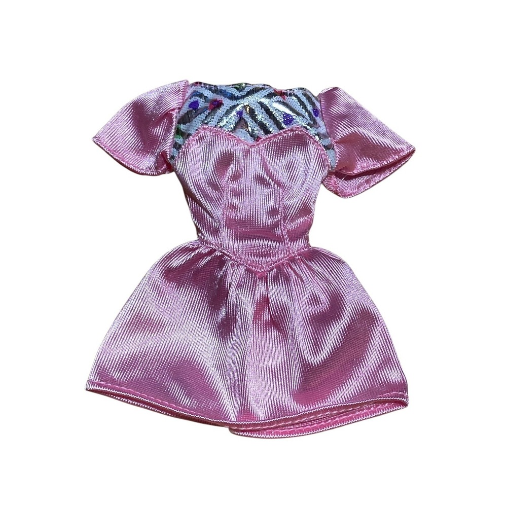 VTG 90s Mattel Barbie Party Skater Dress Pink‎ Purple With Silver Sister